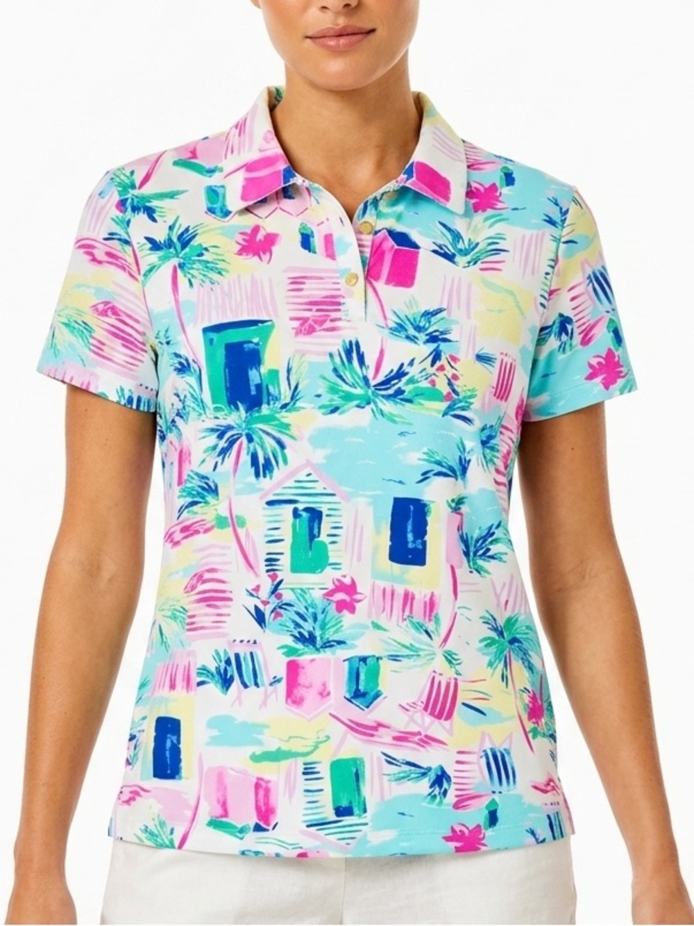 Aryeh Pastel Tropical Print Polo - Mint, Pink, Blue